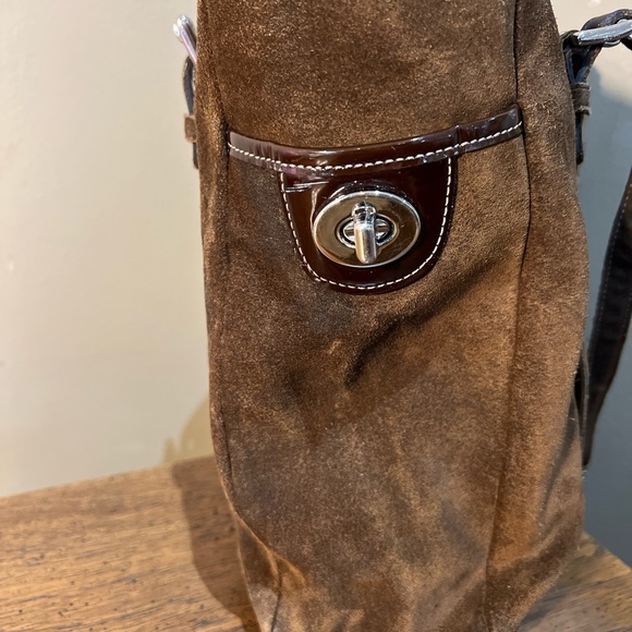 COACH Brown Leather Suede Hampton Tote Bag - Picture 6 of 12